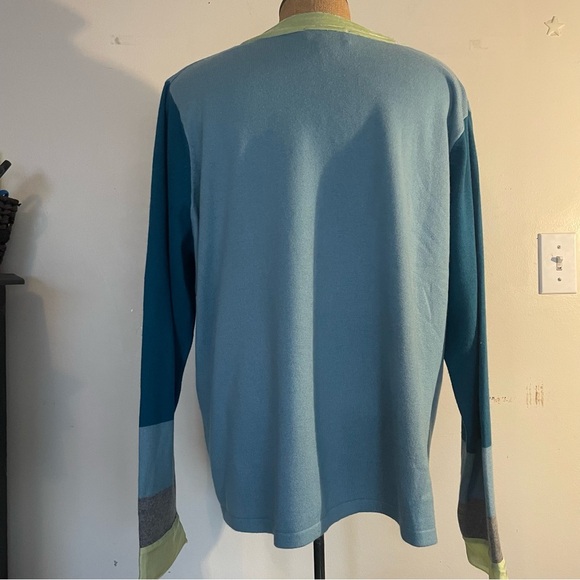 C.J. Banks women’s v-neck sweater/top blue/ green/gray size 3X - Picture 3 of 8
